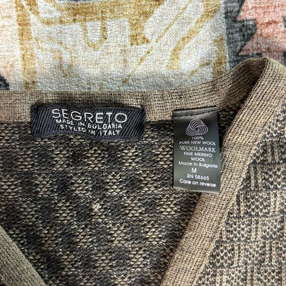Segreto Vintage Made in Bulgaria 100% Pure Wool Italian Sweater Vest Medium - Picture 3 of 7